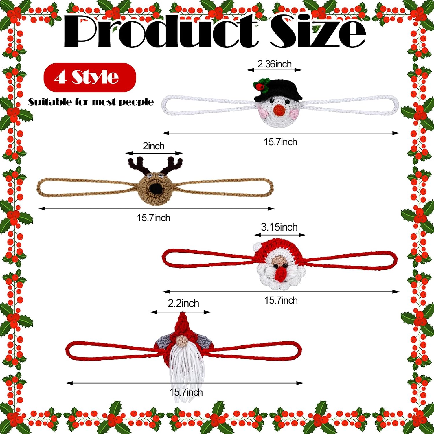 4 Pcs Nose Warmer for Winter Cozy Nose Cover Funny Knitted Guard Protector Cute Elk Gnome Santa Claus Snowman Supplies Winter Party Decoration for Men Women Outdoor Ski