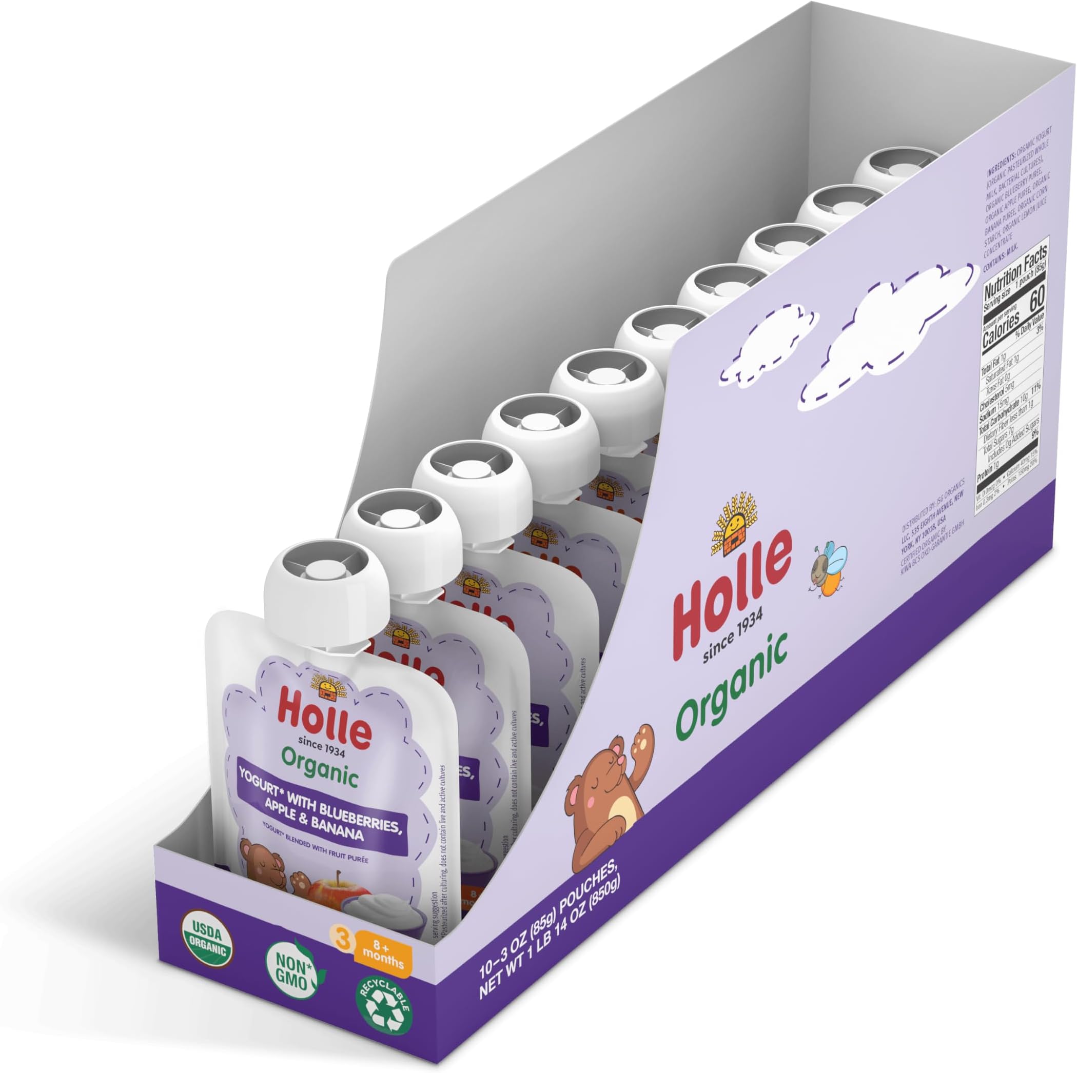 - YOGURT (Blueberry Apple Banana) | 3 oz Shelf-Stable, 8+ Months, Grass-Fed Dairy, USDA Organic, No Added Sugar