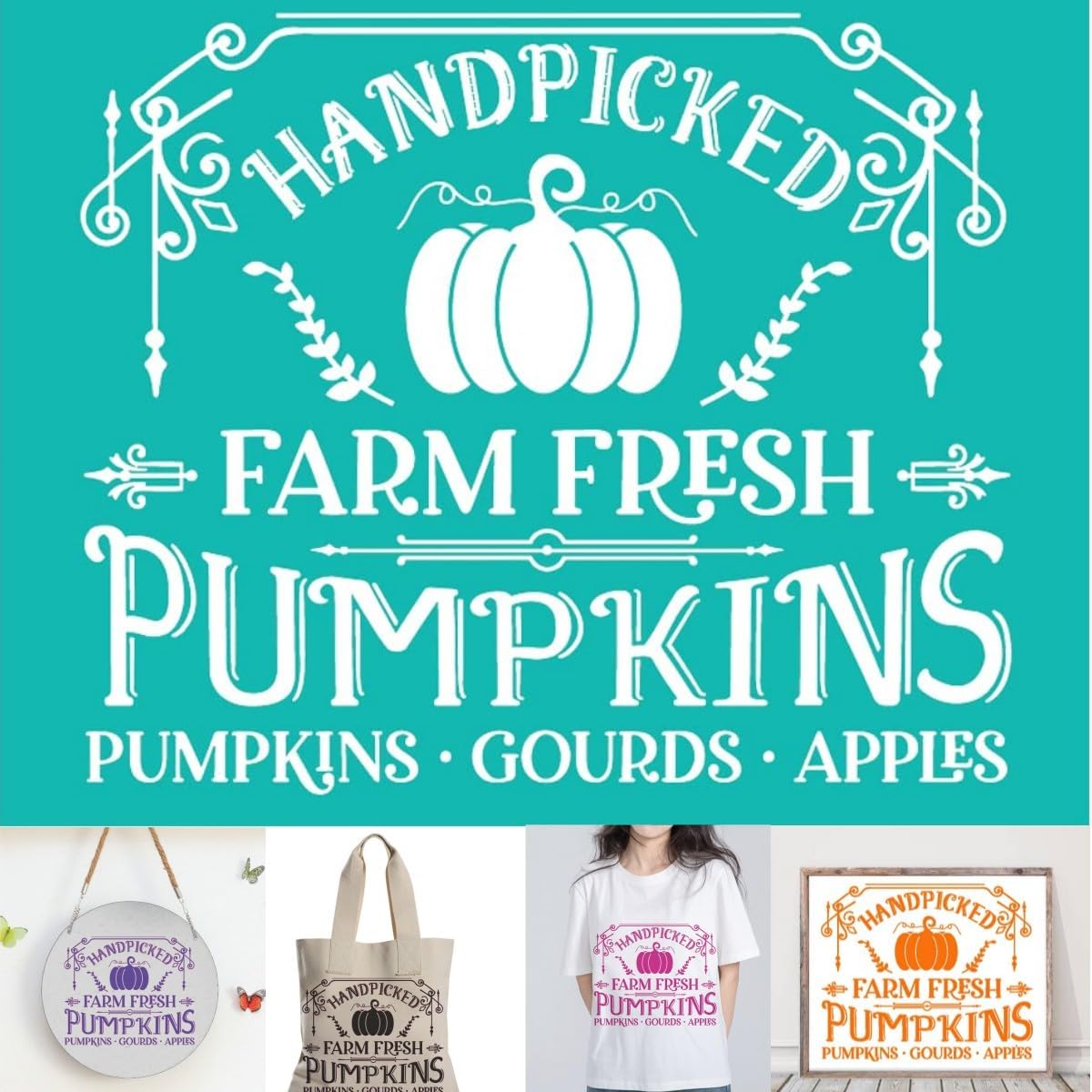Alinacutle Farm Fresh Pumpkins Reusable Silk Screen Stencils