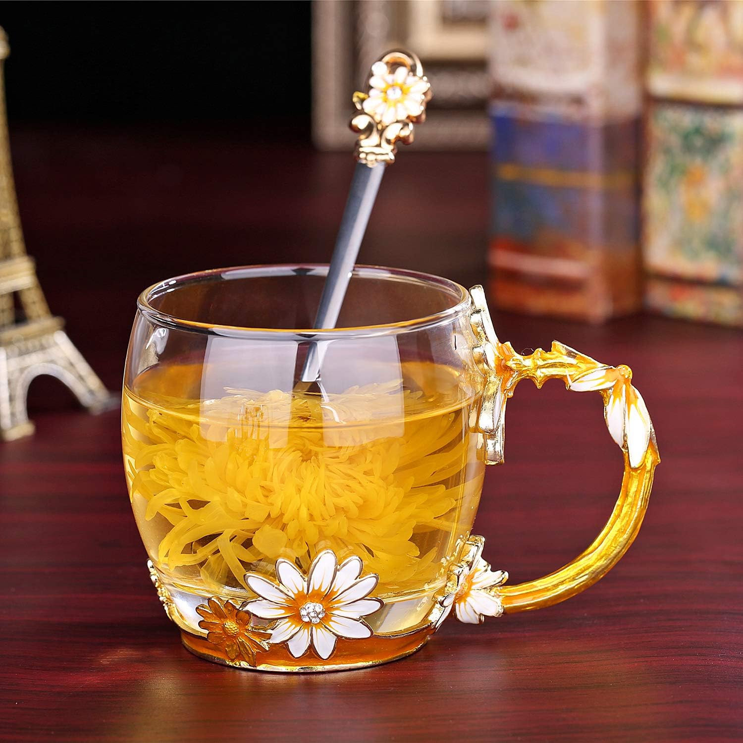 Crаzу Clеаrаnсе Glass Tea Mug, Mother's Day Gifts, Handmade Enamel Daisy Flower Coffee Cup Set with Handle, Unique Valentine's Day Birthday Gift Idea for Women, Christmas New Year Party Supplies - 12oz Gold Flаѕh Dеаlѕ - 40% оƒƒ Glass Tea Mug, Mother's Day Gifts, Handmade Enamel Daisy Flower Coffee Cup Set with Handle, Unique Valentine's Day Birthday Gift Idea for Women, Christmas New Year Party Supplies - 12oz Gold