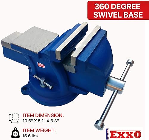 Miniatura 6 de EXXO TOOLS Vise de banco de 4 pulgadas, tornillo de banco de 4 pulgadas, giro de 360 grados con base de bloqueo, tornillo de banco de trabajo de