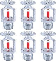 ACYOGIE 6-Pack Copper Chrome Fire Sprinkler Heads, 1/2" NPT 155°F Pendent K80 Fast Response for Homes, Factories, Malls
