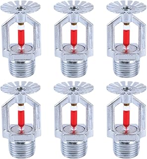 ACYOGIE 6-Pack Copper Chrome Fire Sprinkler Heads, 1/2" NPT 155°F Pendent K80 Fast Response for Homes, Factories, Malls