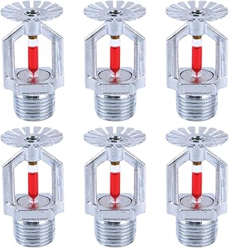 6 Pcs Fire Sprinkler Head, 1/2 NPT 155F68C Pendent Type Spray