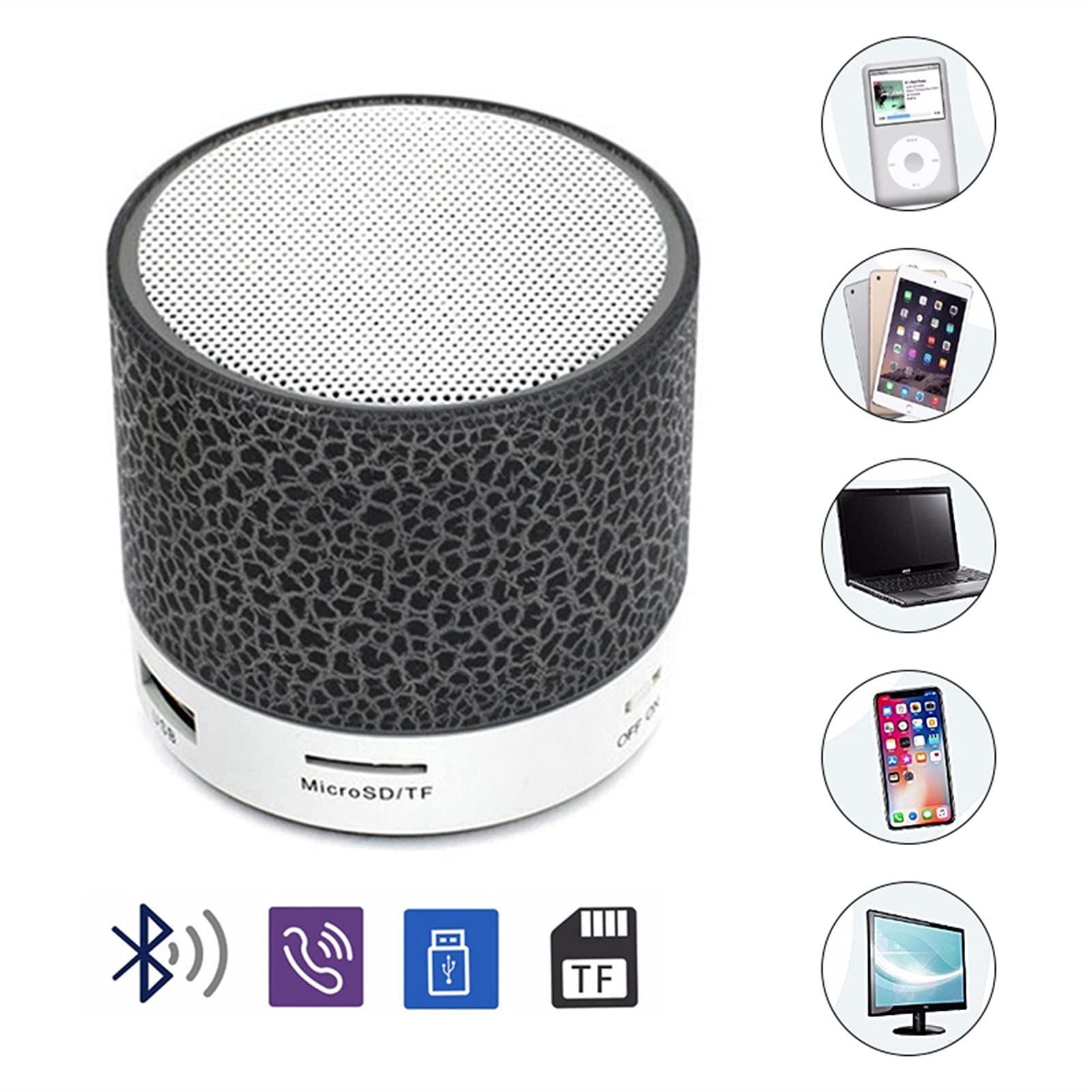 Głośnik Bluetooth Głośnik Bluetooth Mini głośnik bezprzewodowy Crack LED Karta TF Subwoofer USB Przenośna kolumna dźwięku muzycznego MP3 na PC Telefon komórkowy Mini głośnik (kolor: zielony) little