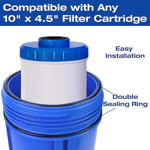 Miniatura 4 de H&G Lifestyles Carcasa para filtro de agua para toda la casa, recipiente de agua universal de 10 x 4.5 pulgadas, filtro de manguera de jardín para