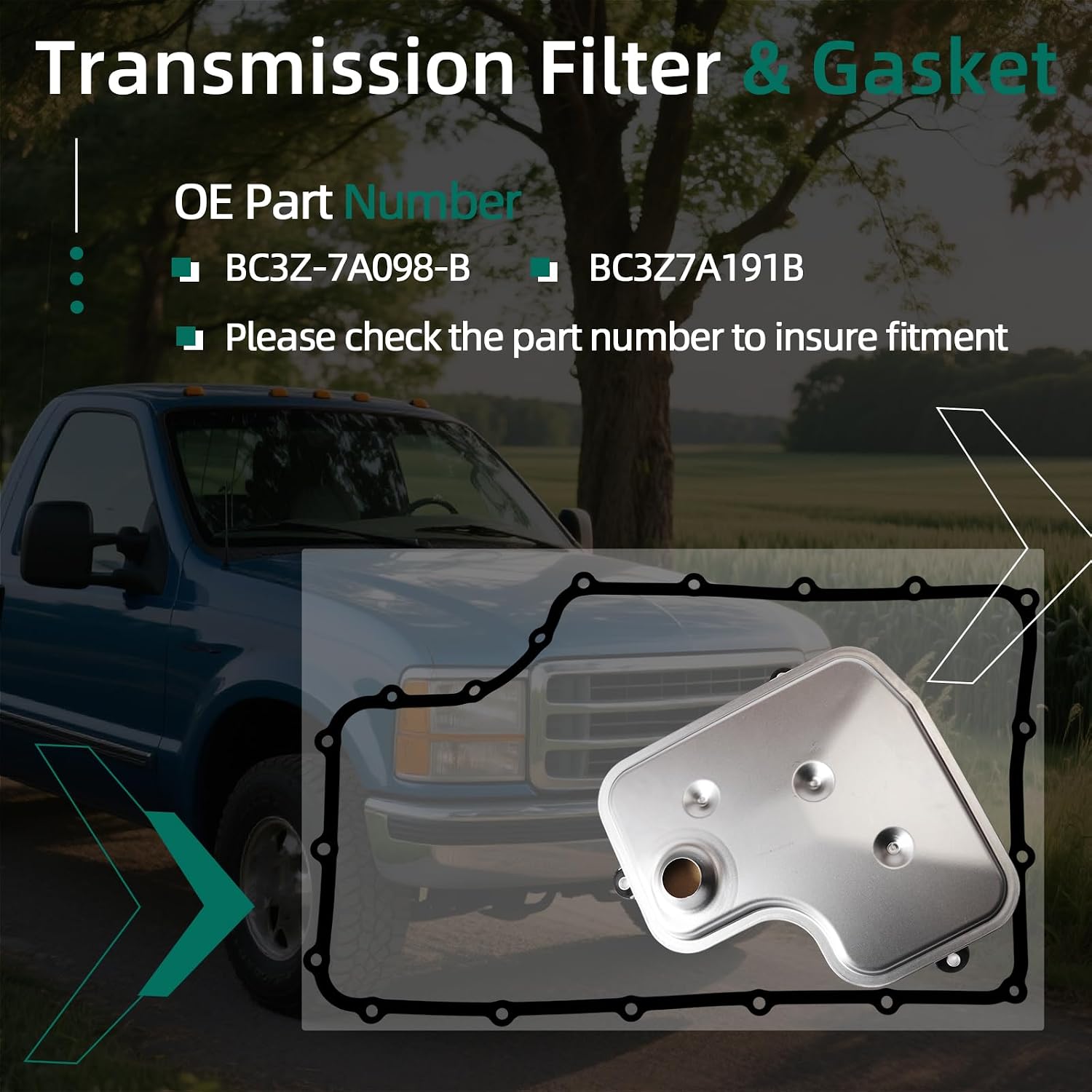 Transmission Filter & Gasket Kit Fit for Ford F-250 F-350 F-450 F-550 6.7L Powerstroke W/ 6R140 Transmission 2011-2019 replace BC3Z-7A098-B, BC3Z-7A191-B