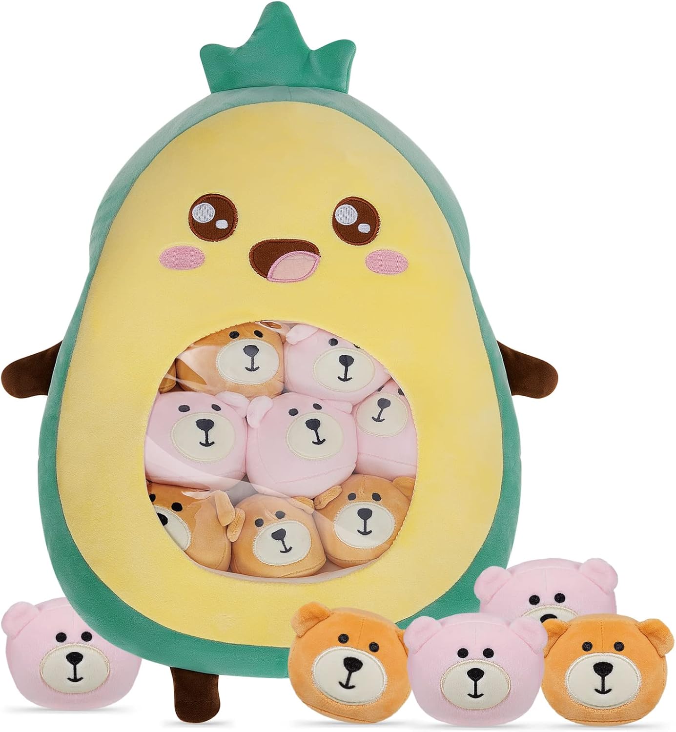 Lewtemi Banana Stuffed Animal Cute Plush Toy Kawaii Cat Dinosaur Throw Pillow with Removable Fluffy Creative Gifts for Positive Support Gift Room Decorations(Avocado) Avocado Style