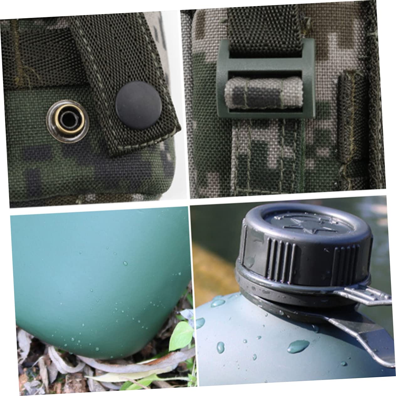 1 Set Edelstahl-Wasserkrug Wanderwasserflasche Tarnwasserflasche Armee-Wasserkocher Armee-Kantine Tarn-Kantine Überlebenskessel Kantine Outdoor-Gurt Reisen