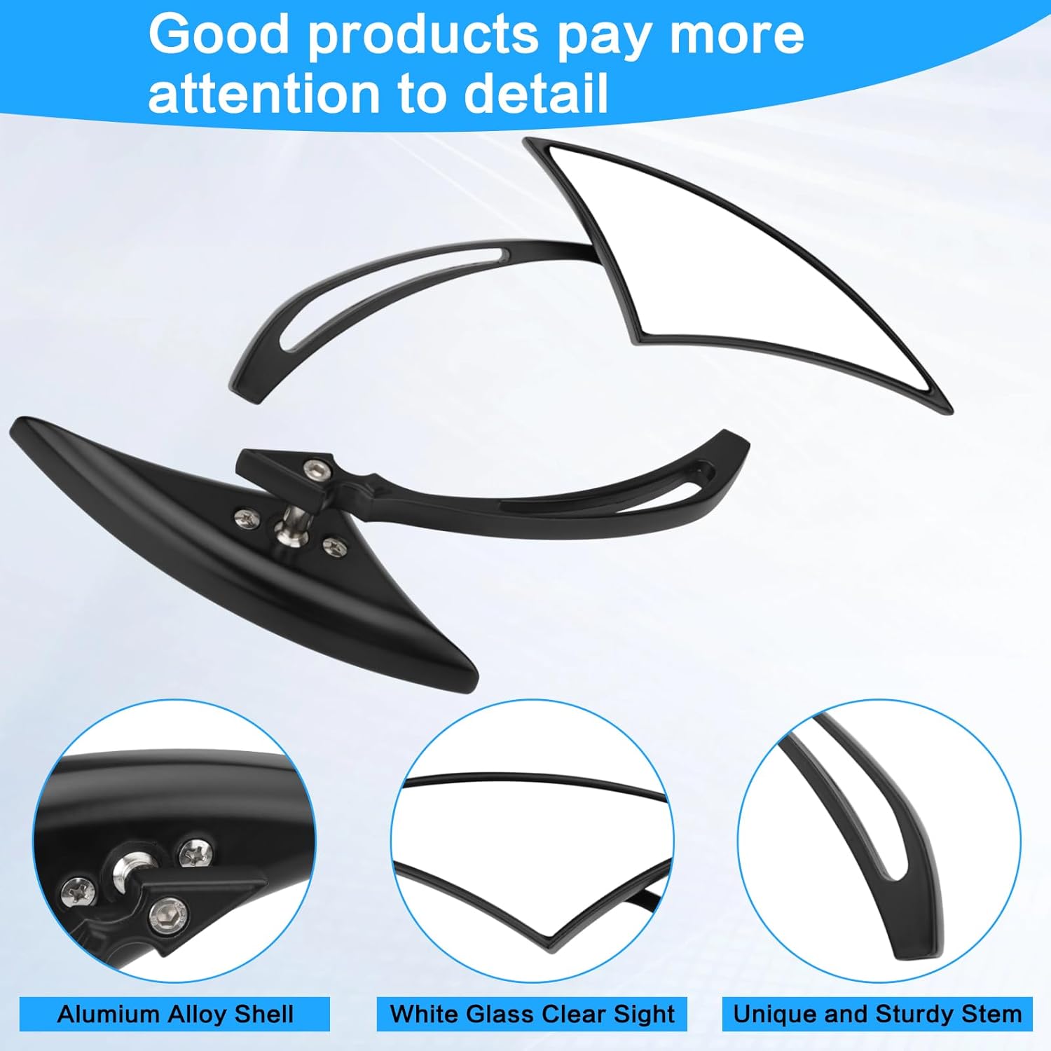 Motorcycle Blade Rear View Mirrors Motorcycle Mirrors 8mm/10mm Side Mirrors Fit for Harley Softail Dyna Cruiser Electra Glide Dirt Street Bike Scooter Chopper Sportster (Black)