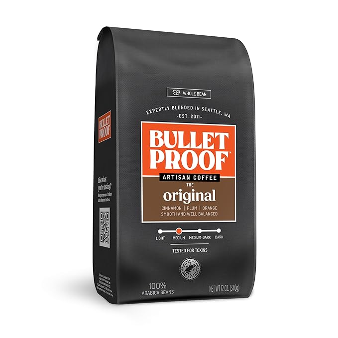 Bulletproof Original Medium Roast Whole Bean Coffee, 12 Ounces, Clean