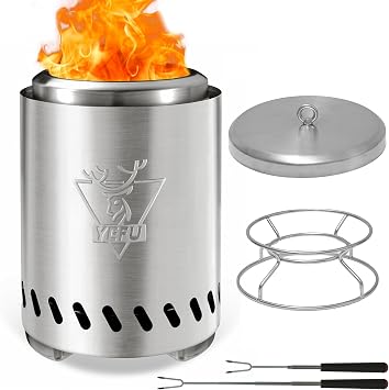 YEFU 7.5 x 5.5 in Tabletop Fire Pit, Low Smoke Pellet & Wood Stove with Bag