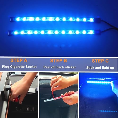 Miniatura 2 de Luces interiores LED DC 12V luz ambiental para asiento de coche, tira de luz LED DRL tira de luz diurna para coche, luces de atmósfera azul Icyblue,