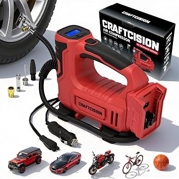 Tire Inflator Portable Air Compressor Compatible with Milwaukee M18 Battery Air Pump with Digital Pressure Gauge, Built-In Deflation Valve for Cars Bikes Balls (Battery Not Included)