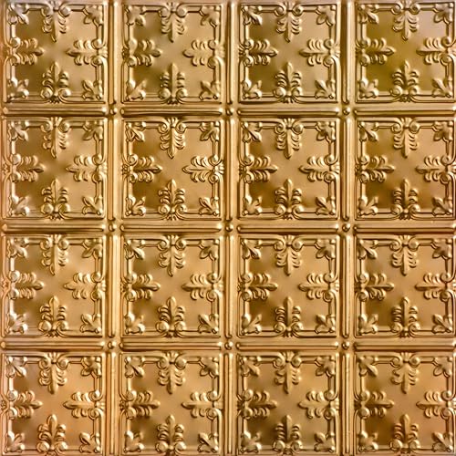 Shanko SKPC210-lnop-24x24-D-6 Azulejo de techo de metal estampado florentino (24 pies cuadrados), cobre Lincoln, paquete de 6