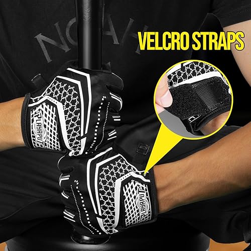 Miniatura 4 de Guantes de bateo para béisbolsóftbol, súper agarre, guantes de bateo duraderos y cómodos con material antisísmico SBR, múltiples guantes de bateo de