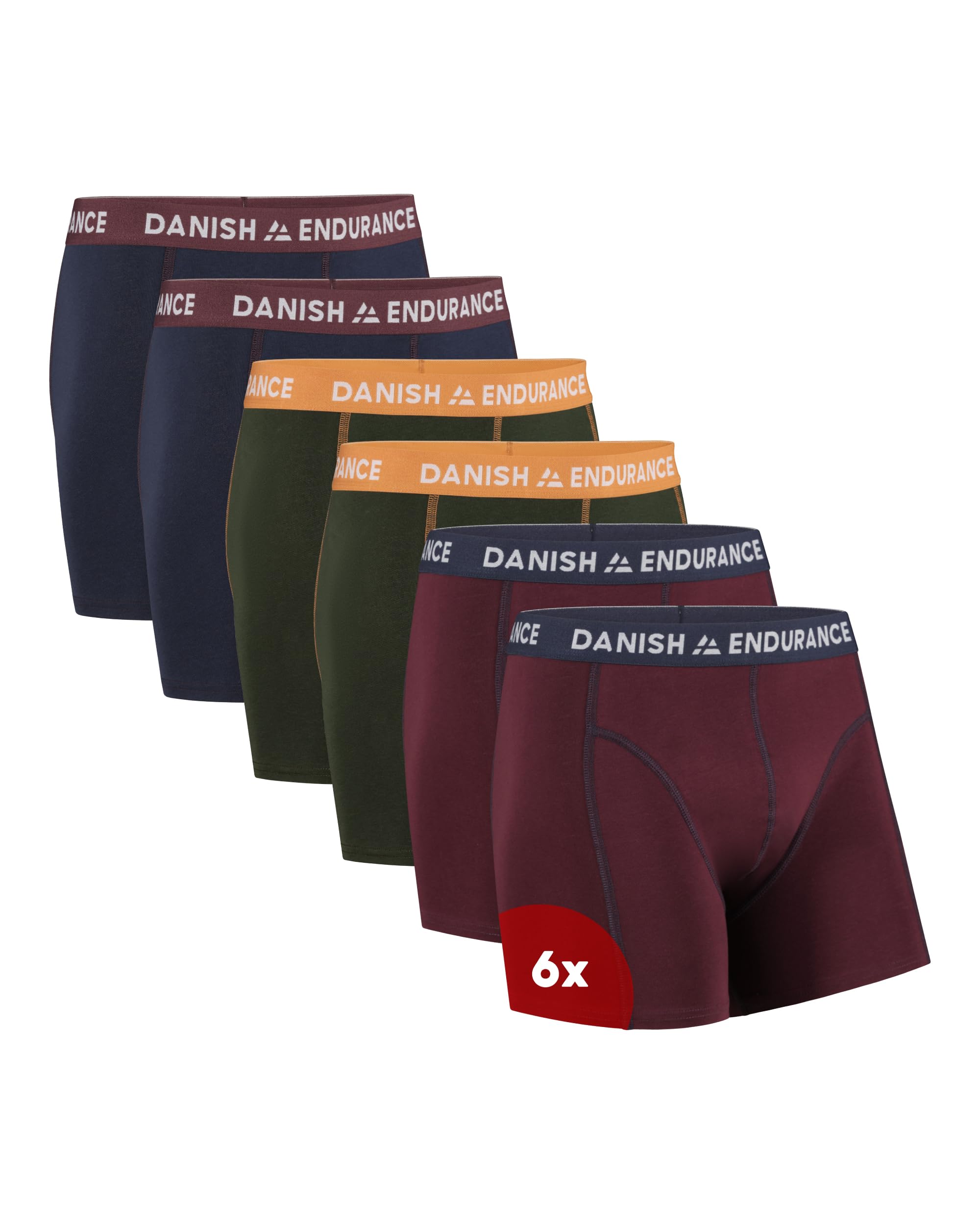 DANISH ENDURANCE Boxer Uomo Elasticizzati, Mutande Boxer Cotone a Pantaloncino, Comodi e Traspiranti, Cuciture Piatte, con o Senza Patta Frontale, 6 Paia