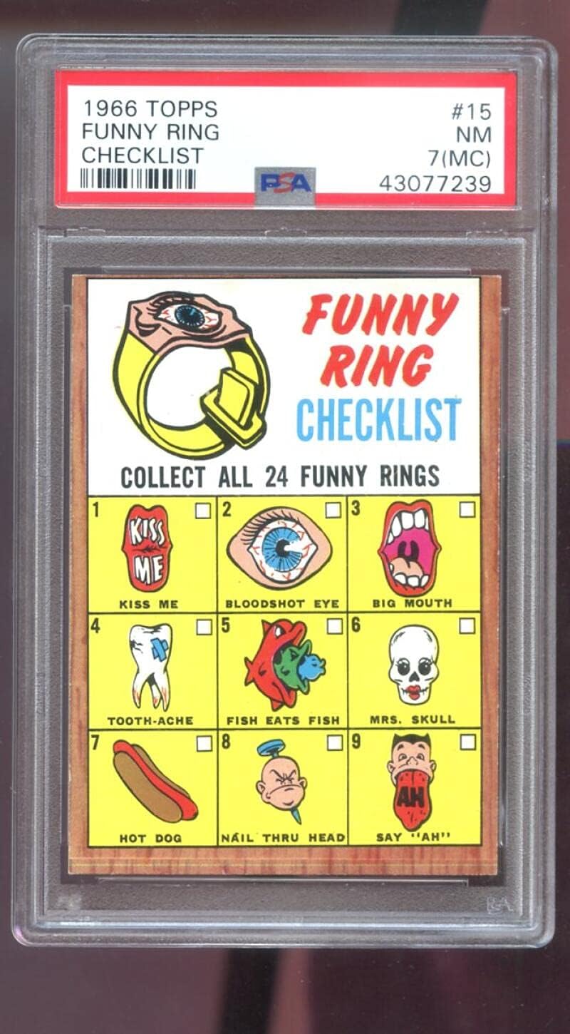 1966 Topps #15 Funny Ring Checklist PSA NM 7 (MC) Graded Football Card