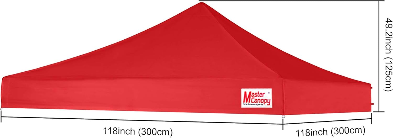 Bundle of MASTERCANOPY Patio Umbrella Replacement Canopy （9FT，Khaki） x 1 and MASTERCANOPY Replacement Pop Up Canopy Top (10x10,Red x 1