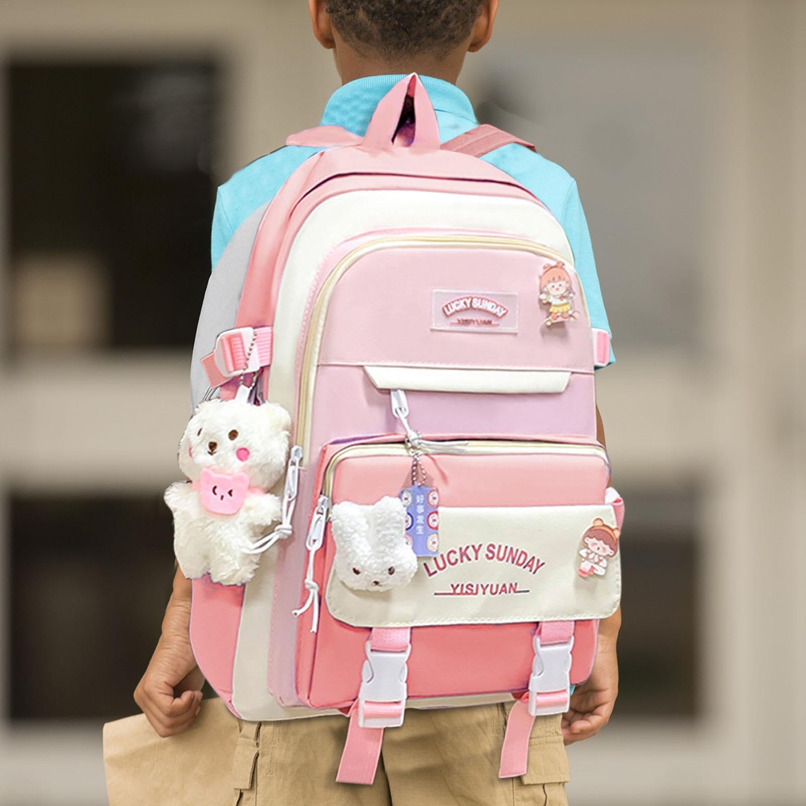 Generisch Juego de mochila escolar para adolescentes, juego combinado para mochilas de lona, mochila escolar para niños, niñas, adolescentes y estudiantes