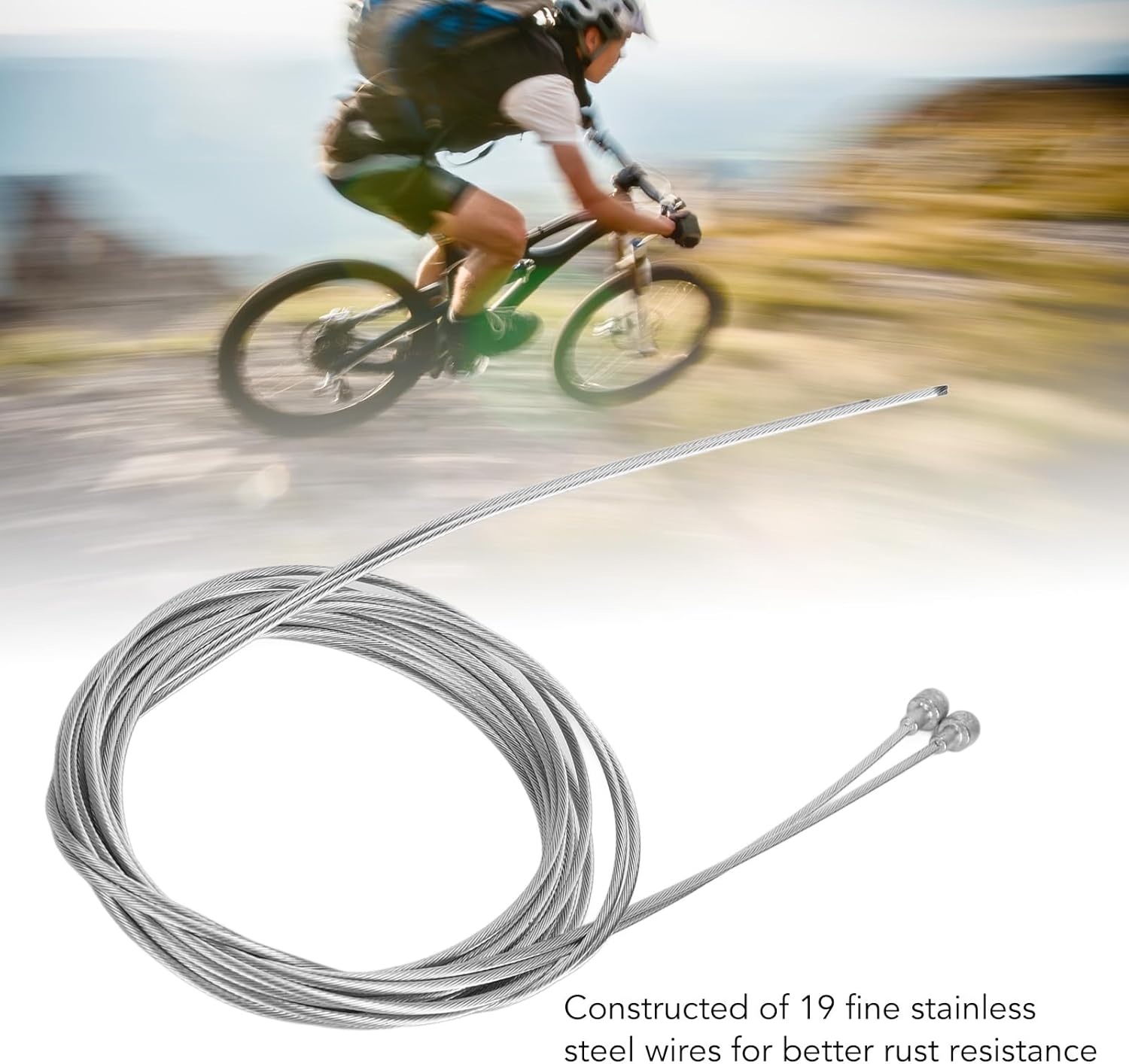 Alomejor Stainless Steel Brake Cable,Replaceable Inner Wire Enhanced Performance Road Bike Cable Zinc Coated Flexible for Cyclists Commuters Touring Bikes