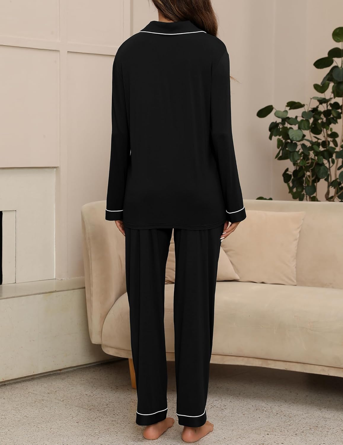 ZMJ Womens Pajamas Sets 2 Piece Long Sleeve and Pant Pj Sets Button Up Sleepwear - Image 7