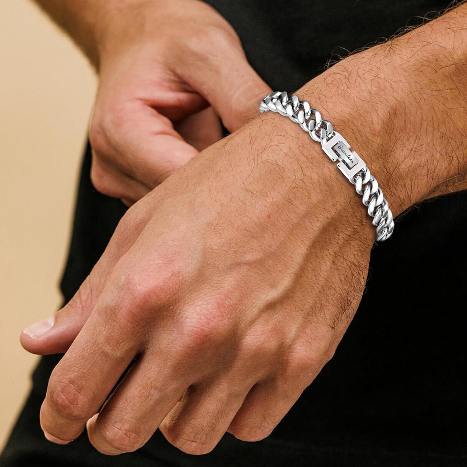 Gifts for Dad Son Grandson Grandpa Uncle Nephew Brother Mens Cuban Link Chain Bracelets Present Jewellery for Christmas Birthday Gifts for Men Him - Image 2