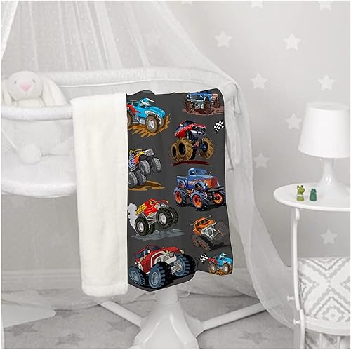 Miniatura 7 de SUPERICH Mon-Ster - Manta de bebé con diseño de camiones y automóviles, regalos súper suave, manta acogedora para recién nacido, manta para cuna, 40