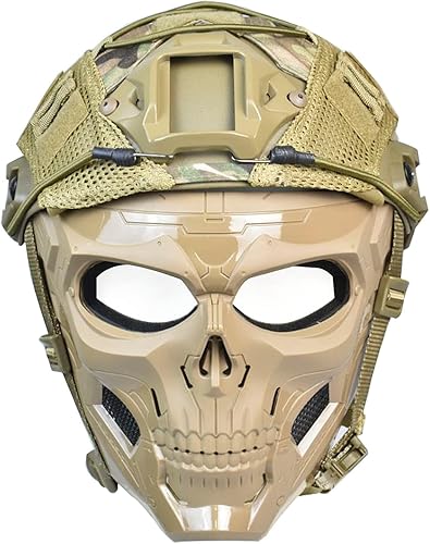 Miniatura 2 de JFFCESTORE Máscara táctica y casco rápido, máscara protectora de cara completa anti-niebla transparente máscara de gafas ajustable talla única