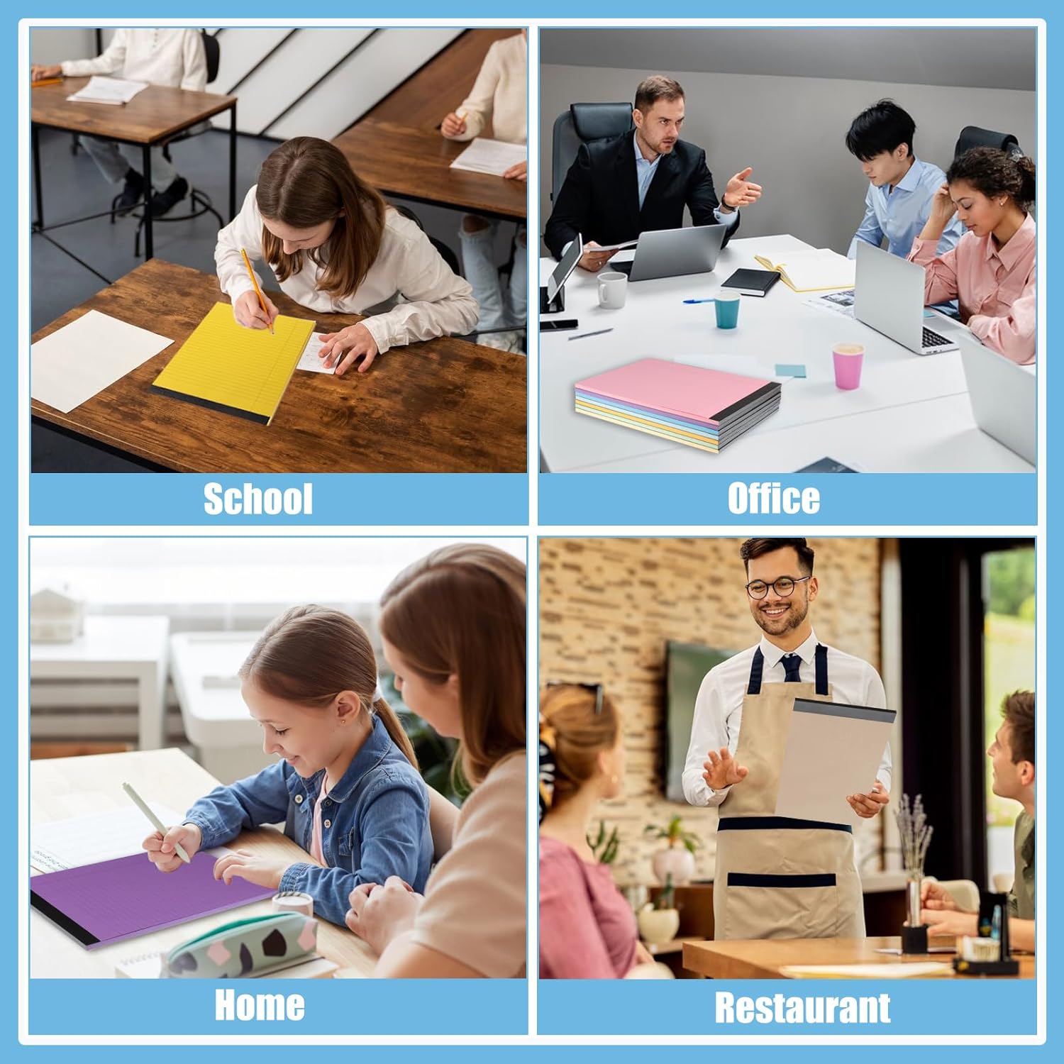 8 Pack Colored Legal Pads, Totally 400 Sheets Legal Pads 8 x 11.5inch College Ruled Writing Pads Wide Ruled Paper for Office, School, College, Professional - Image 6