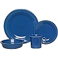 Fiesta&reg; 4-Piece Classic Rim Place Setting &ndash; Durable Ceramic, Lead-Safe, Dishwasher/Microwave/Oven Safe &ndash; Made in USA Dinnerwa
