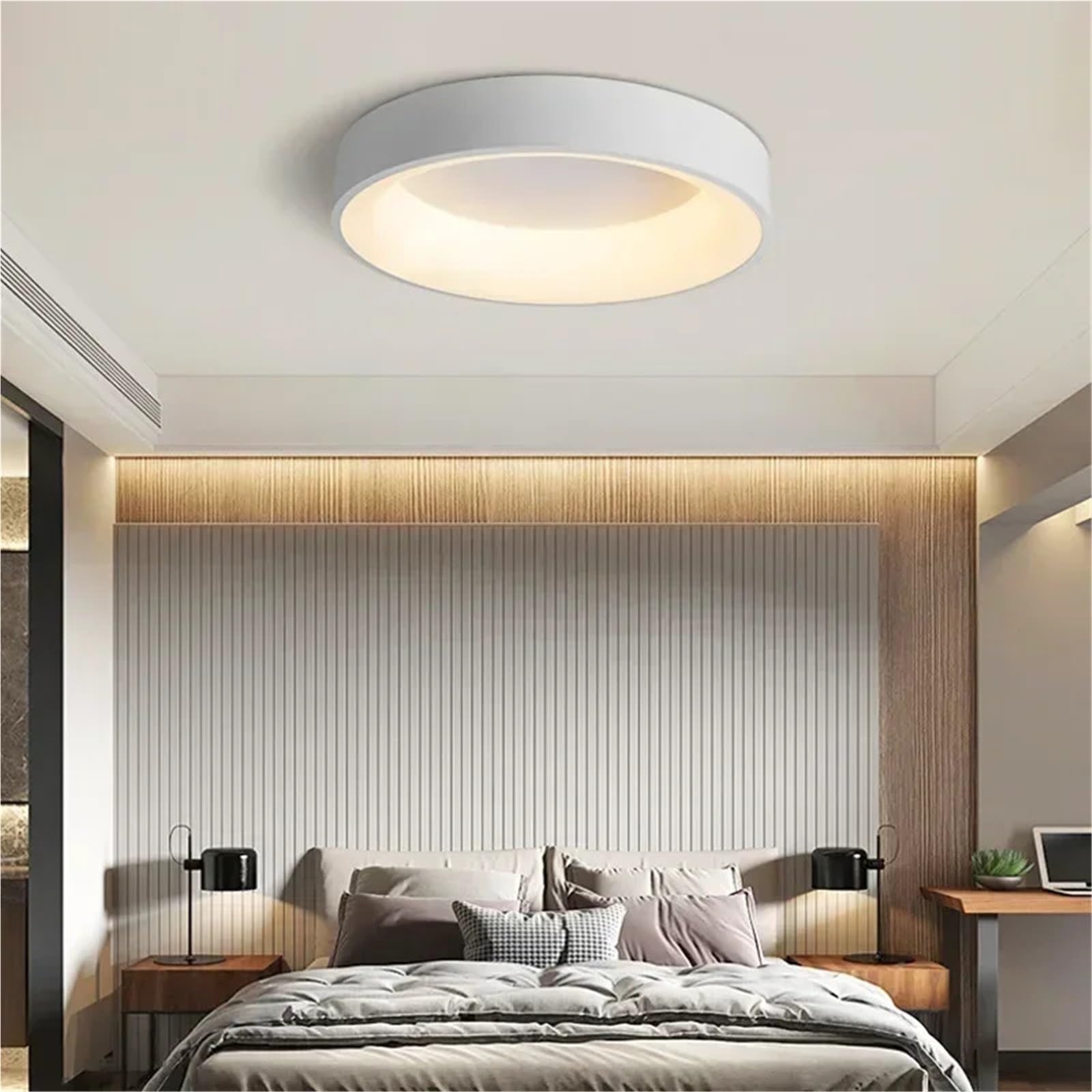 Plafon LED Techo Regulable,Luz Led Techo Plafón LED de Techo Redondo 30/40cm Con Mando For Salón y Dormitorio Atenuable(White,Remote Control,30cm-18W)