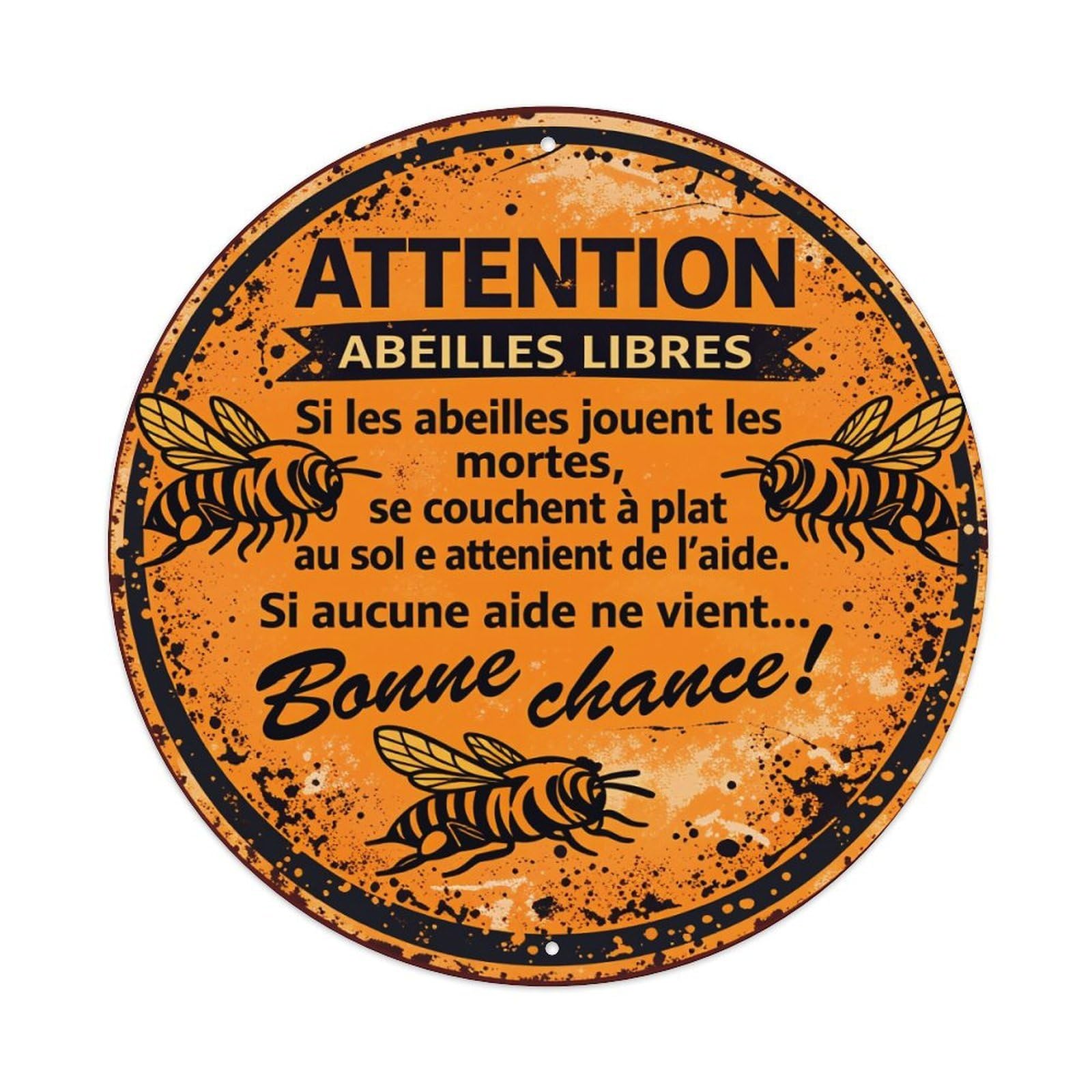Attention Free Bees Bee Warning Sign Metal Tin Sign Vintage Garden Bedroom Cafe Bar Man Cave Home Wall Decor Metal Poster 8x8 inches