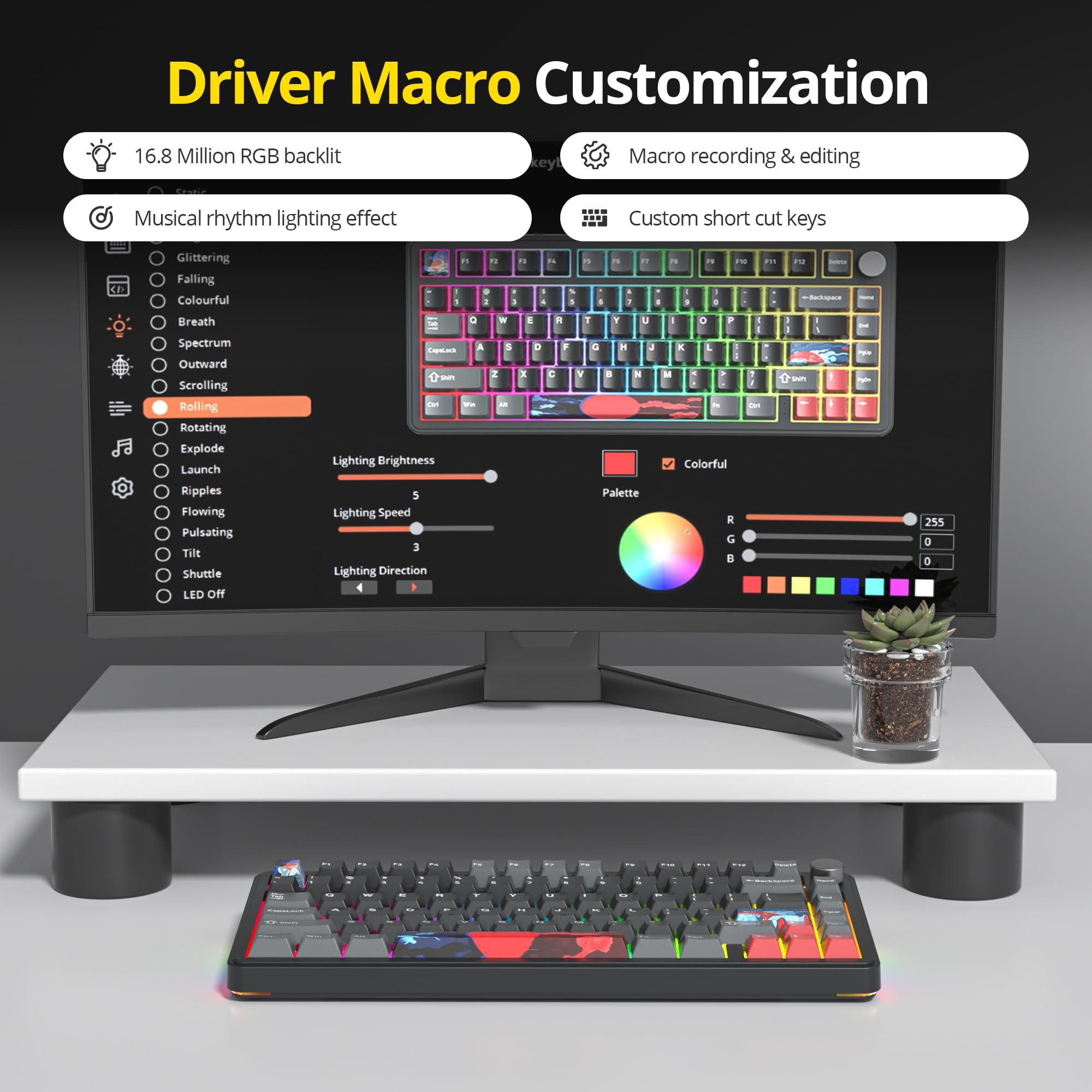 Surmen M75 75% tastiera cremosa senza fili con guarnizione, tastiera meccanica Bluetooth da gioco prelubrizzata BT5.0/2.4Ghz/USB con cuscinetti auricolari assorbenti audio hot swap