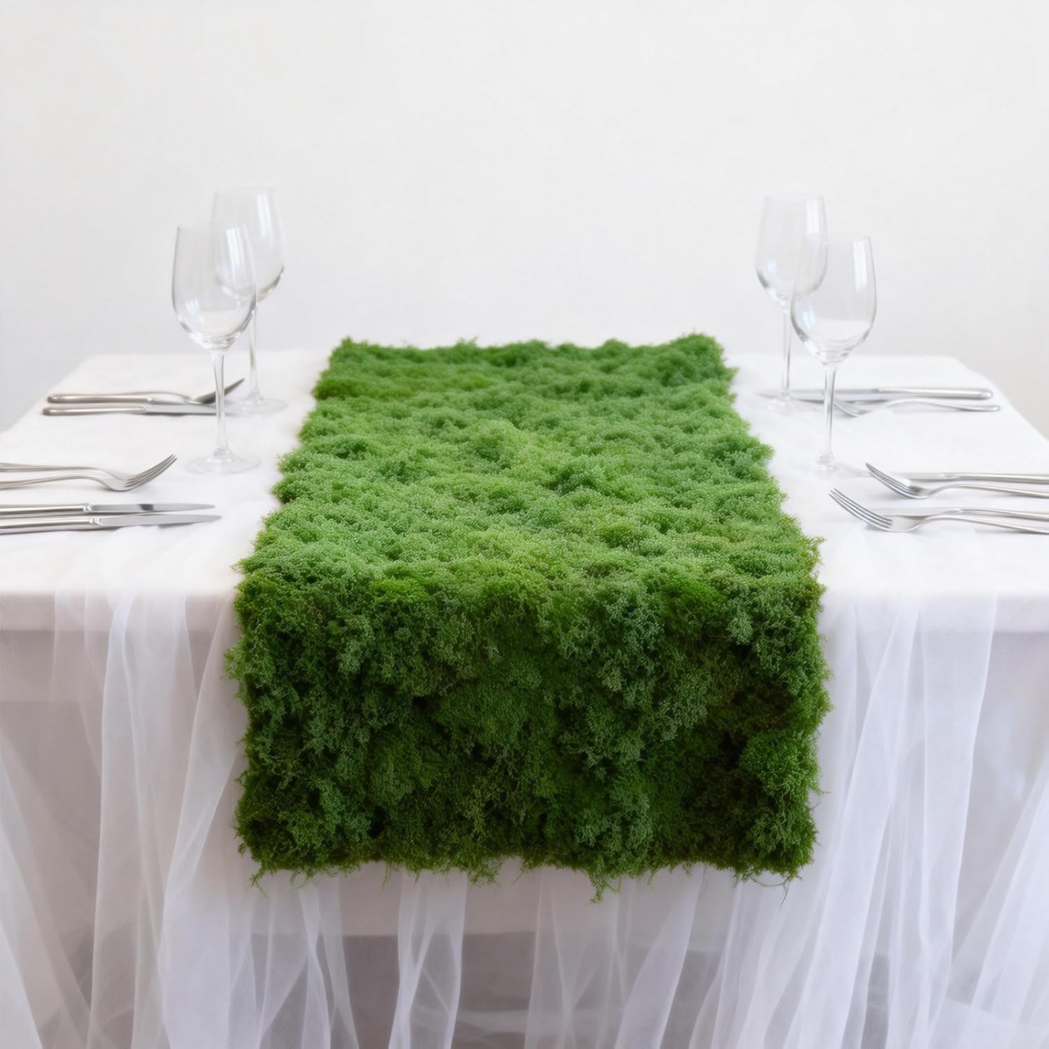 Preserved Green Moss Mat for Decoration Carpet Grass Wall, Natural Decorative for Plants Indoor with Base Fabric, Artificial Moss Mat for Wedding, Floral DIY (39.37 * 78.74 inch)