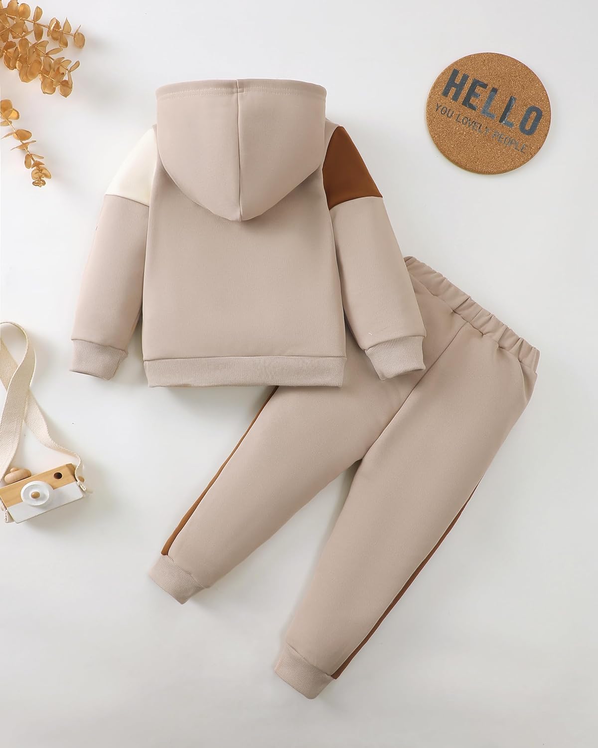 XUANHAO Toddler Boy Clothes Fall Winter Hoodie Outfits for Boys Color Block Sweatsuit Tops Pants Little Kids Clothing Sets - Image 4