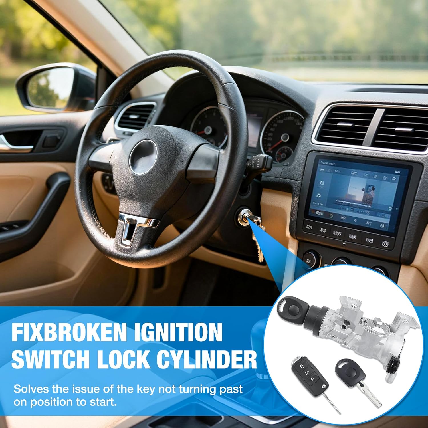 1K0905851B Ignition Switch Lock Cylinder Compatible with VW Passat 2012-2019 Eos 2007-2011 Jetta 2006-2018 Rabbit 2006-2009 Golf 2004-2011 Replace# 1K0905841 1K0905865 - Image 9