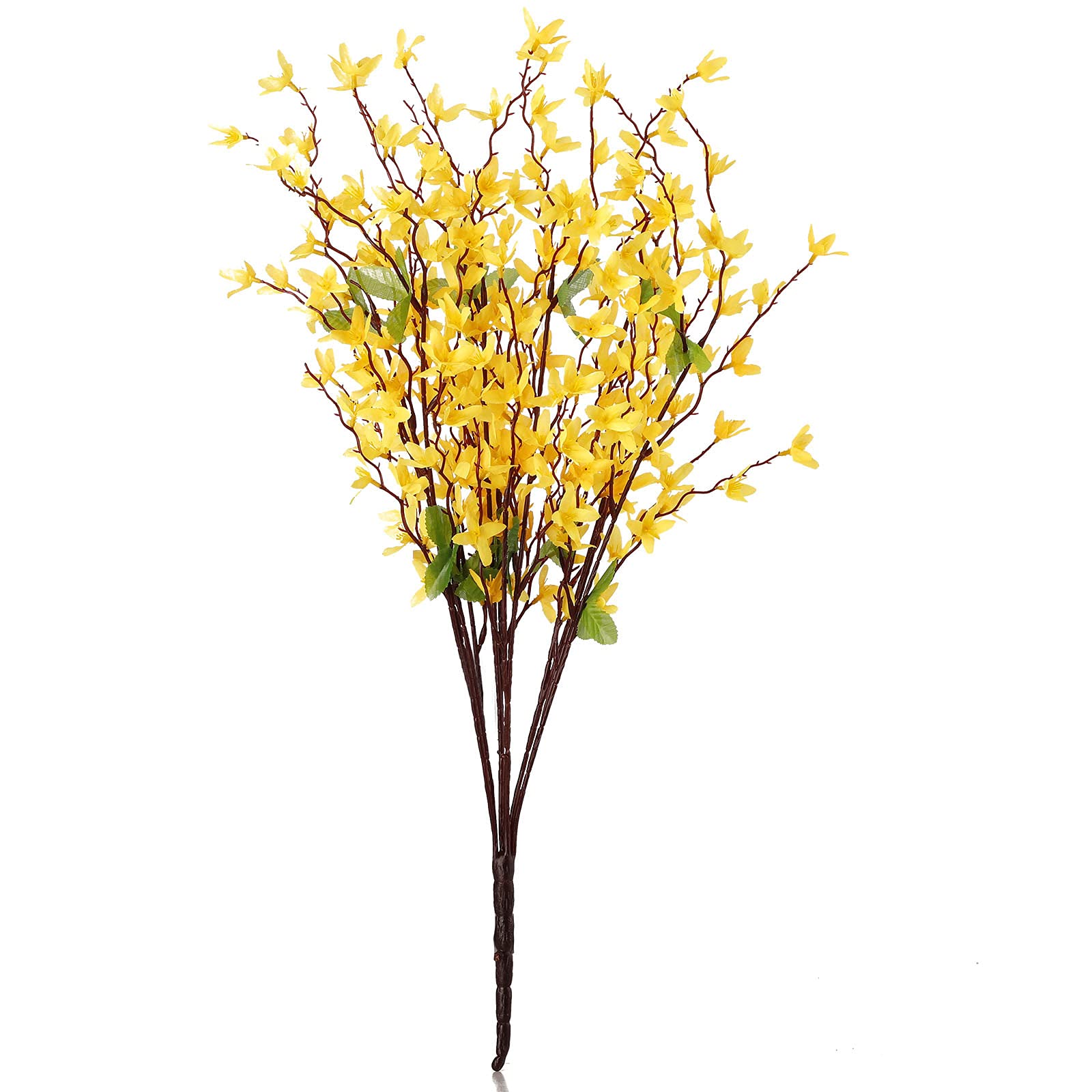 belupai Artificial Forsythia Flowers, 23.6in Long Stem Fake Yellow Forsythia Floral Artificial Orchids Flowers with 7 Stems, Faux Forsythia Floral Branches Spring Decor for Vase Home Wedding (1pcs)