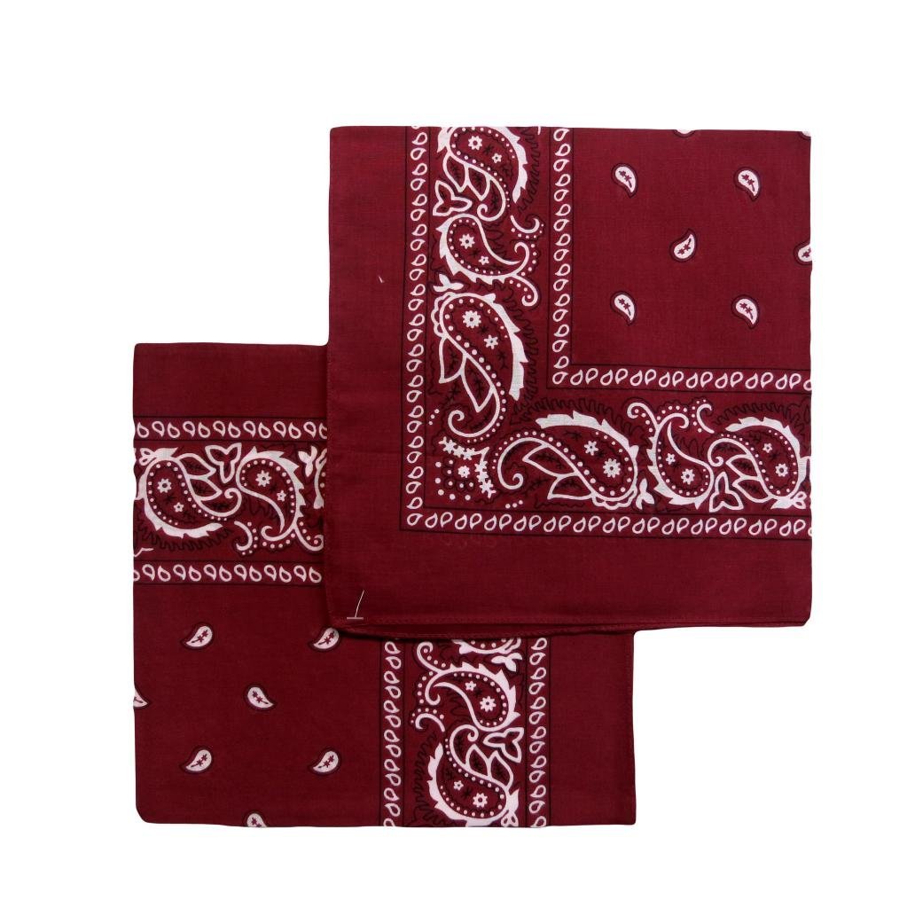 "2 Pack" PACK OF 2 BANDANAS 100% Cotton, Head Wrap 22" x 22" 2 Bandanas in One Pack