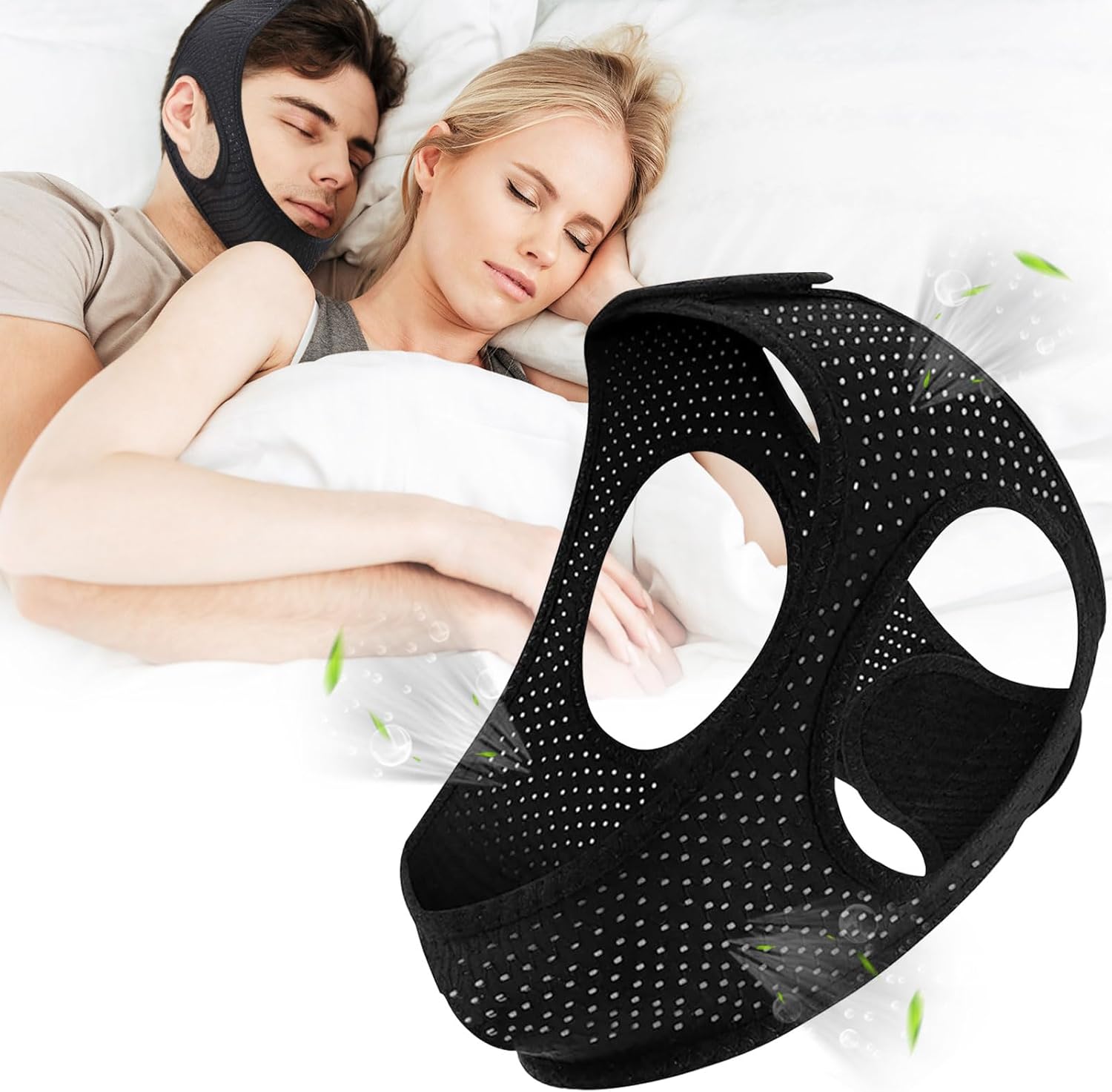Chin Strap for CPAP Users, Chin Strap for Snoring, Adjustable and Breathable Anti Snoring Chin Strap, CPAP Chin Strap to Keep Mouth Closed for Men or Women