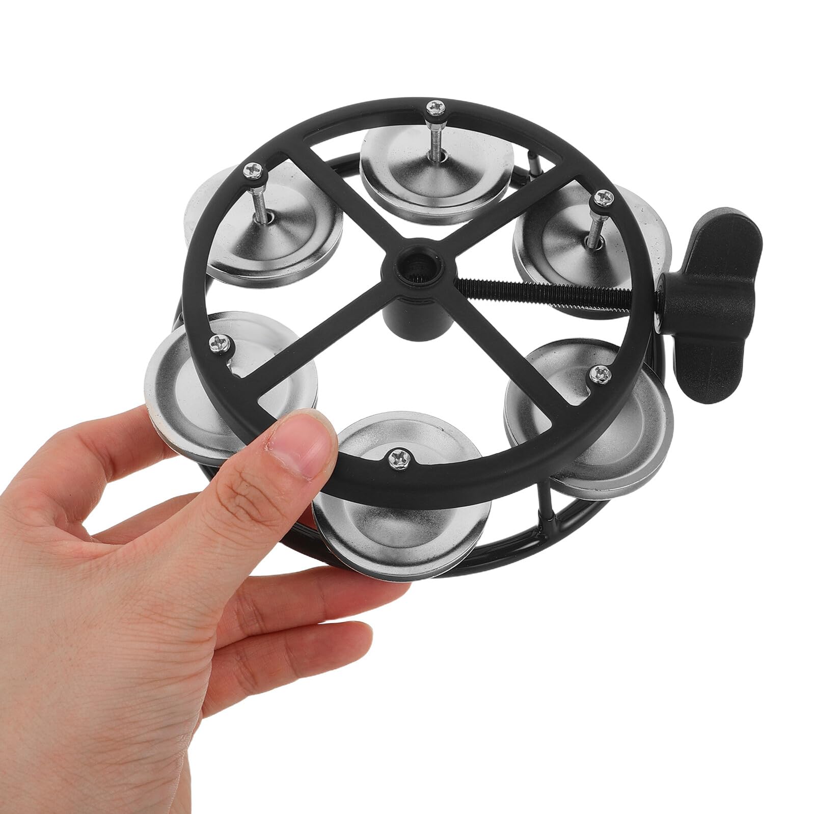 Ciieeo Pandereta de Hi-hat Montable con Campana de Doble Hilera y Perno de Montaje, Accesorio Ligero para Batería Profesional, Sonajero de Percusión para Uso en Escenarios y Conciertos