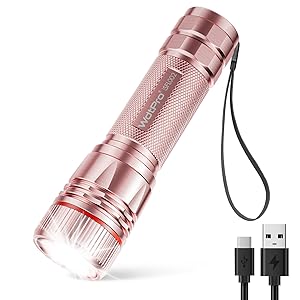 WdtPro Rechargeable Flashlights High Lumens, 1 Pack 10H Long Lasting Super Bright EDC Flashlights, LED Mini Tactical Flash Lights for Camping Emergency, Drop & Water Resistant Pink(Battery Included)