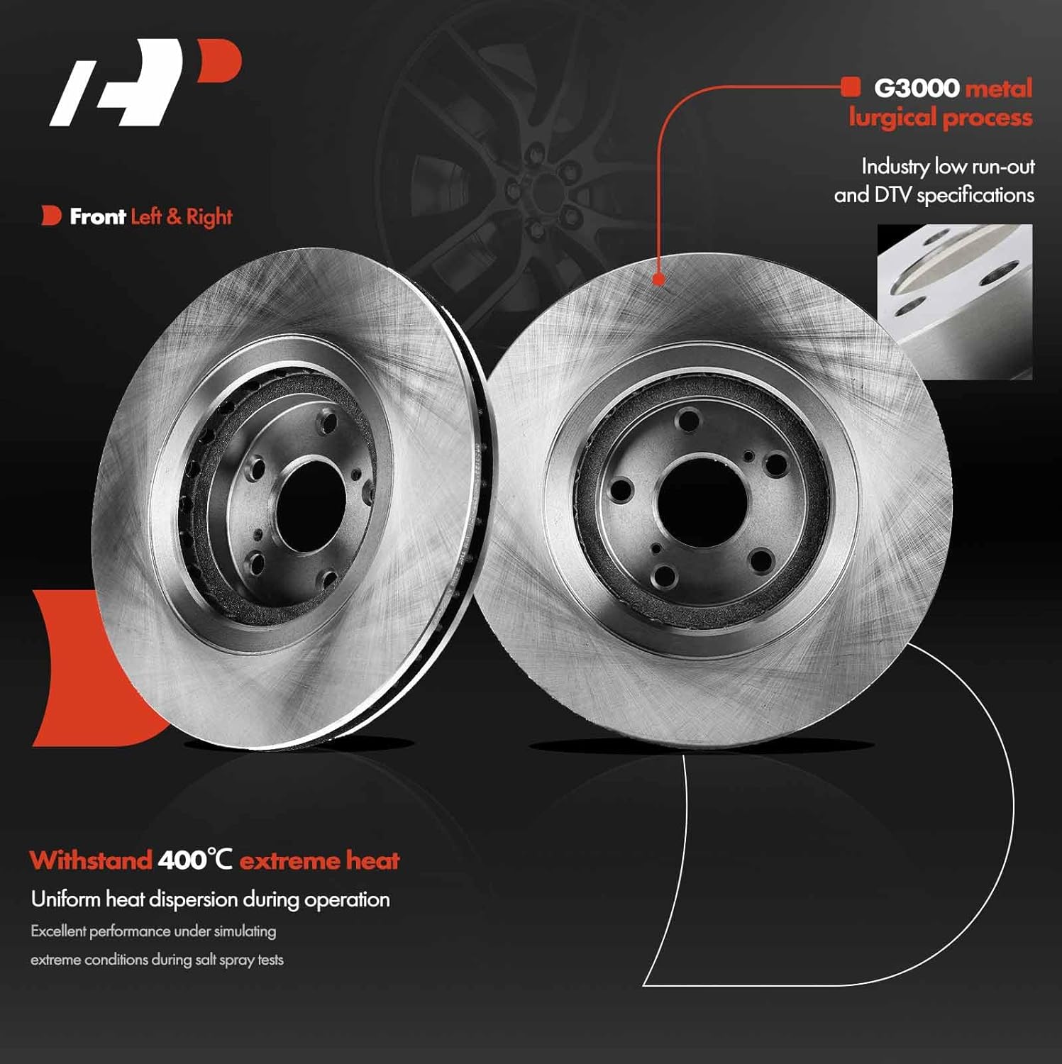 A-Premium 12.91 inch (328mm) Front Vented Disc Brake Rotors Compatible with Select Toyota and Lexus Models - Highlander 2008-2019, Sienna 2011-2020, NX200T 2015-2017, NX300, NX300H, RX350, RX450H