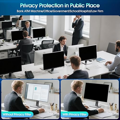 Miniatura 5 de YAKAI Paquete de 2 filtros de pantalla de privacidad para computadora de 27 pulgadas para monitor de pantalla ancha de relación de aspecto 169,