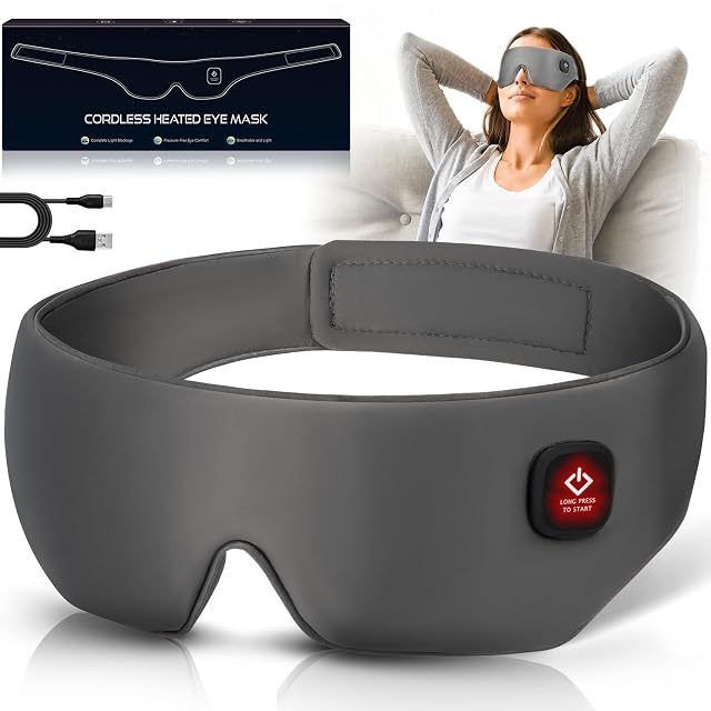 Silk Cordless Heated Eye Mask Washable Sleep Mask Warm Compress Mask Soft Pressure Free Shade Blindfold Electric Eye