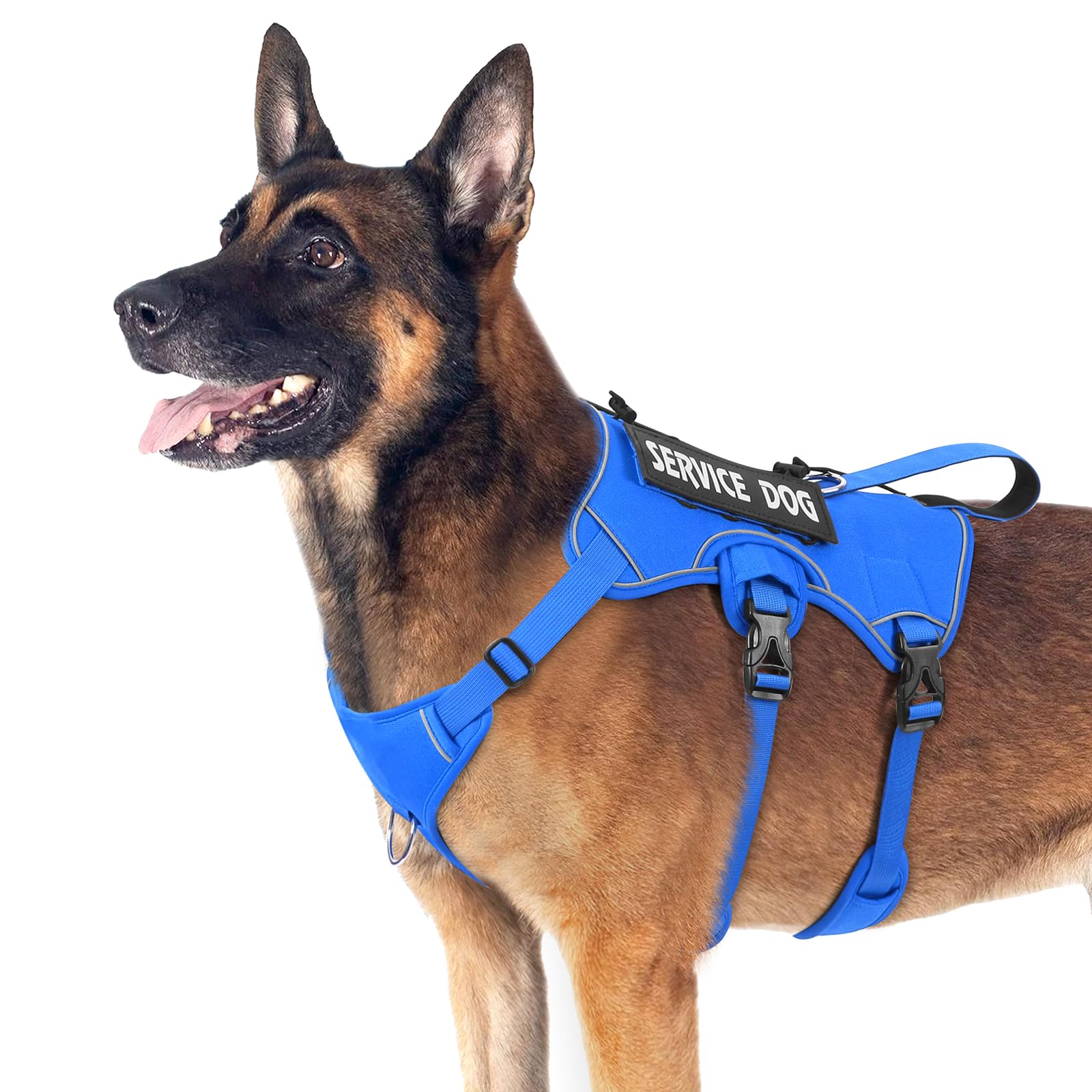 VOOPET Escape Proof Dog Harness, Soft Padded Full Body Pet Harness, Reflective No Pull Dog Harness with Handle and 2 Leash Clips for Large Dogs