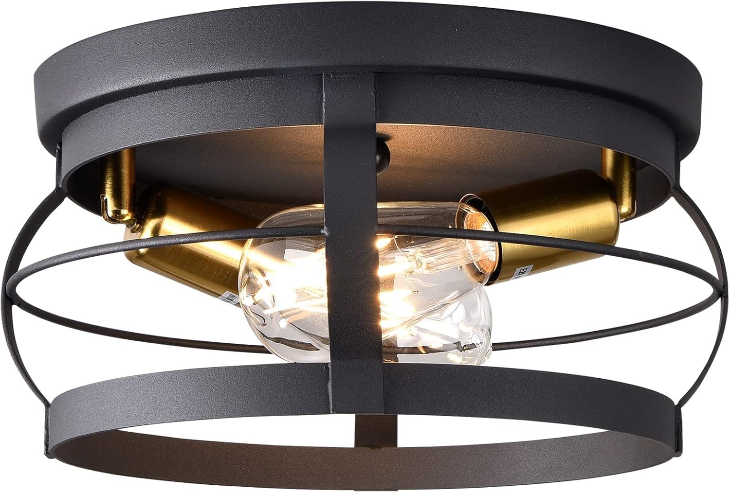 2-Light Farmhouse Flush Mount Ceiling Light,Rustic Vintage Industrial Black Ceiling Light Fixture for Kitchen Dining Room Bedroom Hallway Foyer Entryway