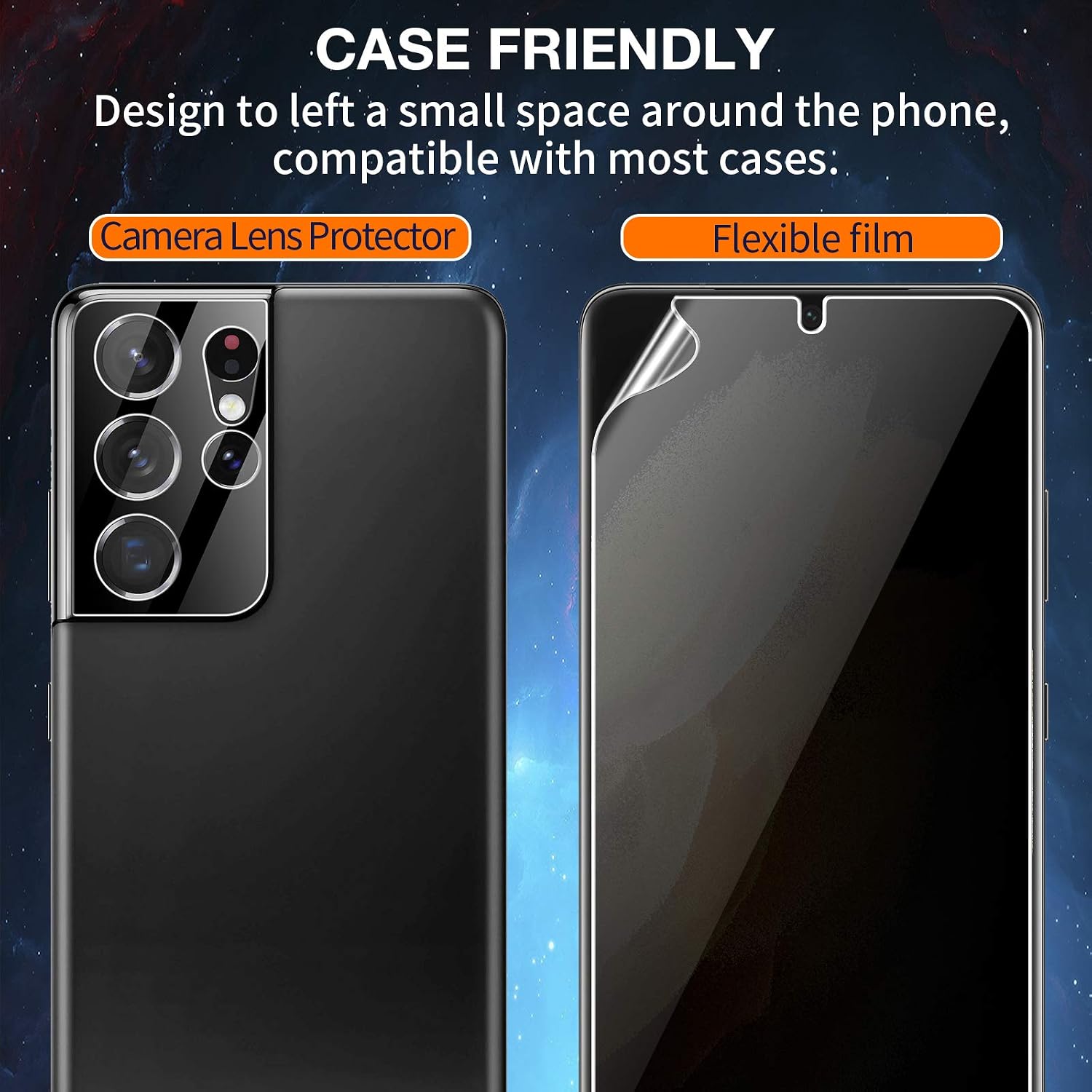 3 Pack LK 1 Pack Anti Spy Privacy Screen Protector + 2 Pack Camera Lens Protector for Samsung Galaxy S21 Ultra 6.8-inch, Positioning Tool, HD Ultra-Thin, Anti-Scratch, Flexible TPU Film