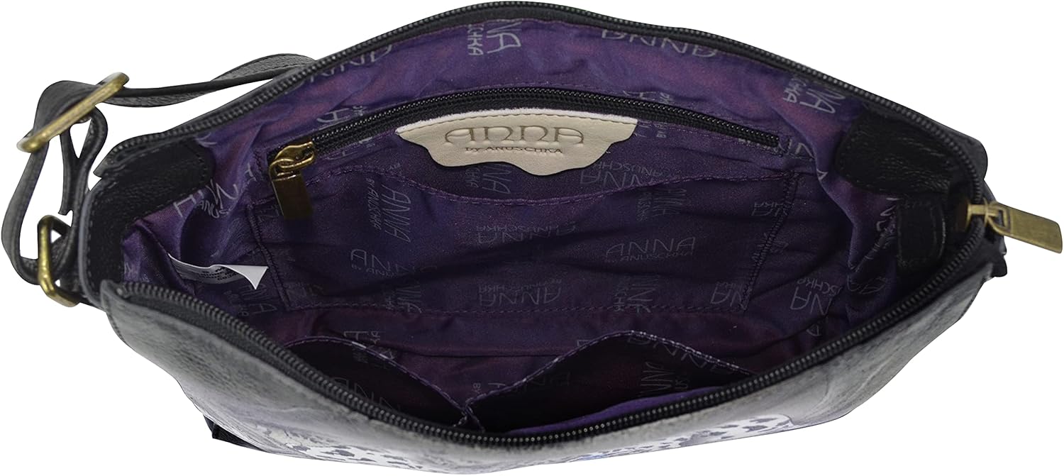Anna by Anuschka womens Hand-painted Women's Genuine Leather Slim Medium Crossbody - Image 9