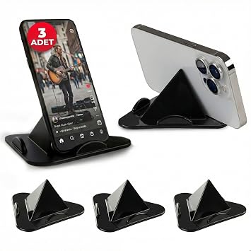 Telefon Tablet Tutucu   Piramit Tasar m 3 A l  Masa st  Stand, iPhone ve Android Uyumlu, Ofis, Online Ders ve Toplant lar  in, 4 11  n  3, Siyah